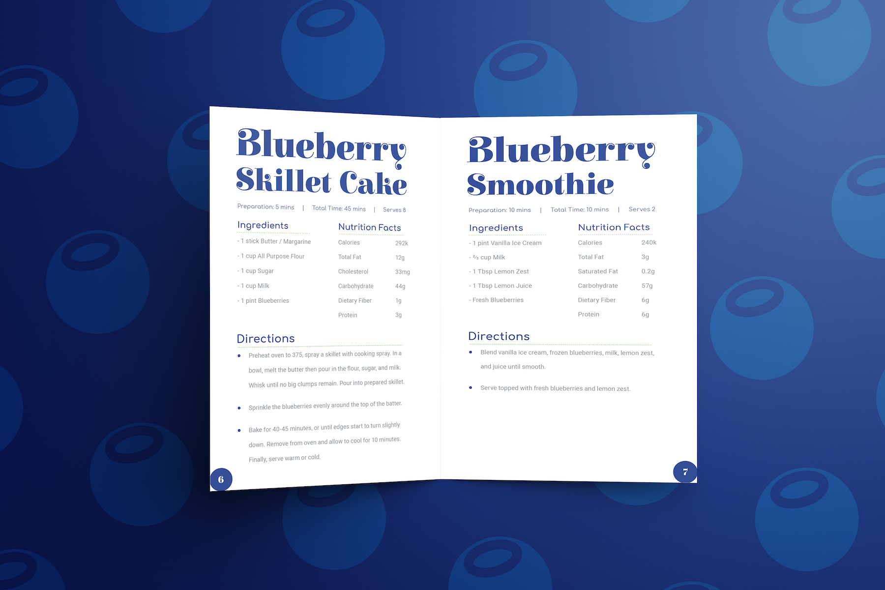 Blueberry Recipe Book - Booklet